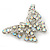 AB Crystal Butterfly Brooch In Silver Tone - 55mm Across - view 2