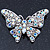 AB Crystal Butterfly Brooch In Silver Tone - 55mm Across