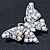 AB Crystal Butterfly Brooch In Silver Tone - 55mm Across - view 4