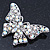 AB Crystal Butterfly Brooch In Silver Tone - 55mm Across - view 5