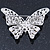 AB Crystal Butterfly Brooch In Silver Tone - 55mm Across - view 3