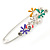 Multicoloured Enamel Flowers, Bee, Simulated Pearls Safety Pin Brooch In Silver Tone - 80mm L - view 7