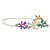 Multicoloured Enamel Flowers, Bee, Simulated Pearls Safety Pin Brooch In Silver Tone - 80mm L - view 8