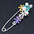 Multicoloured Enamel Flowers, Bee, Simulated Pearls Safety Pin Brooch In Silver Tone - 80mm L - view 9