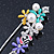 Multicoloured Enamel Flowers, Bee, Simulated Pearls Safety Pin Brooch In Silver Tone - 80mm L - view 10
