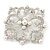 'Old Hollywood' White Simulated Pearl, Clear Crystal Square Brooch In Rhodium Plating - 63mm Across - view 7