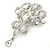 Bridal/ Wedding/ Prom Austrian Crystal, Imitation Pearl Charm Brooch In Rhodium Plating - 75mm L - view 7