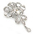 Bridal/ Wedding/ Prom Austrian Crystal, Imitation Pearl Charm Brooch In Rhodium Plating - 75mm L - view 9