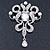 Bridal/ Wedding/ Prom Austrian Crystal, Imitation Pearl Charm Brooch In Rhodium Plating - 75mm L - view 2