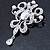 Bridal/ Wedding/ Prom Austrian Crystal, Imitation Pearl Charm Brooch In Rhodium Plating - 75mm L - view 10
