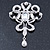 Bridal/ Wedding/ Prom Austrian Crystal, Imitation Pearl Charm Brooch In Rhodium Plating - 75mm L - view 4