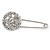 Clear Crystal Flower Safety Pin Brooch In Silver Tone - 55mm L - view 7