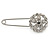 Clear Crystal Flower Safety Pin Brooch In Silver Tone - 55mm L - view 8
