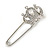 Clear Crystal Crown Safety Pin Brooch In Silver Tone - 55mm L - view 2