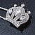 Clear Crystal Crown Safety Pin Brooch In Silver Tone - 55mm L - view 3
