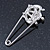 Clear Crystal Crown Safety Pin Brooch In Silver Tone - 55mm L - view 5