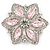 Pink/ Clear Glass Crystal Flower Brooch In Rhodium Plating - 53mm Across