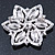 Pink/ Clear Glass Crystal Flower Brooch In Rhodium Plating - 53mm Across - view 4