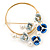 Blue/ Pale Blue Flower, Pearl Wreath Brooch In Gold Tone -70mm Across - view 9