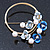Blue/ Pale Blue Flower, Pearl Wreath Brooch In Gold Tone -70mm Across - view 6