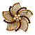 Vintage Inspired Topaz/ Citrine Crystal Filigree Flower Brooch In Gold Plating - 60mm Diameter