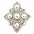Bridal Austrian Crystal Imitation Pearl Brooch In Rhodium Plating - 63mm L