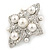 Bridal Austrian Crystal Imitation Pearl Brooch In Rhodium Plating - 63mm L - view 7