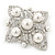 Bridal Austrian Crystal Imitation Pearl Brooch In Rhodium Plating - 63mm L - view 3