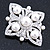 Bridal Austrian Crystal Imitation Pearl Brooch In Rhodium Plating - 63mm L - view 6