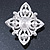 Bridal Austrian Crystal Imitation Pearl Brooch In Rhodium Plating - 63mm L - view 4