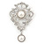 Bridal/ Wedding/ Prom Austrian Crystal, Imitation Pearl Charm Brooch In Rhodium Plating - 80mm L
