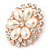 Bridal, Wedding, Prom Crystal, Pearl Flower Brooch In Rose Gold - 55mm Diameter - view 2