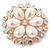 Bridal, Wedding, Prom Crystal, Pearl Flower Brooch In Rose Gold - 55mm Diameter - view 3