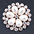 Bridal, Wedding, Prom Crystal, Pearl Flower Brooch In Rose Gold - 55mm Diameter - view 4