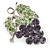 Lavender, Green Crystal Bunch Of Grapes Brooch In Rhodium Plating - 45mm L - view 2