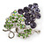 Lavender, Green Crystal Bunch Of Grapes Brooch In Rhodium Plating - 45mm L - view 3
