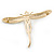 Clear, Green Austrian Crystal, Pearl Dragonfly Brooch In Gold Plating - 70mm Across - view 3