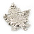 Silver Tone Clear Crystal Maple Leaf Brooch - 50mm L - view 3