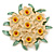 Green/ Nude/ Yellow Enamel Daffodil Wreath Brooch In Gold Plating - 45mm Diameter