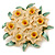 Green/ Nude/ Yellow Enamel Daffodil Wreath Brooch In Gold Plating - 45mm Diameter - view 2