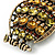 Large Vintage Inspired Crystal Owl Brooch/ Pendant In Bronze Tone (Olive, Citrine) - 63mm L - view 4