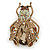 Large Crystal Bug Brooch/ Pendant In Gold Tone (Citrine, Brown, Amber) - 60mm L - view 7