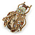 Large Crystal Bug Brooch/ Pendant In Gold Tone (Citrine, Brown, Amber) - 60mm L - view 2