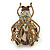 Large Crystal Bug Brooch/ Pendant In Gold Tone (Citrine, Brown, Amber) - 60mm L