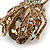 Large Crystal Bug Brooch/ Pendant In Gold Tone (Citrine, Brown, Amber) - 60mm L - view 6