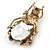 Large Crystal Bug Brooch/ Pendant In Gold Tone (Citrine, Brown, Amber) - 60mm L - view 4