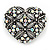 Marcasite AB Crystal Heart Brooch - 40mm L