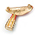 Red Enamel, Clear Crystal Lips and Lipstick Brooch In Gold Plating - 33mm L - view 4