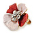 Small Coral/ Pink Enamel, Crystal Daisy Pin Brooch In Gold Tone - 20mm - view 3