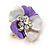 Small Purple Enamel, Crystal Daisy Pin Brooch In Gold Tone - 20mm - view 3